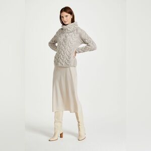 Aran Wollen Mills-Kinsale Cable Sweater - Oat (Size:XXL)